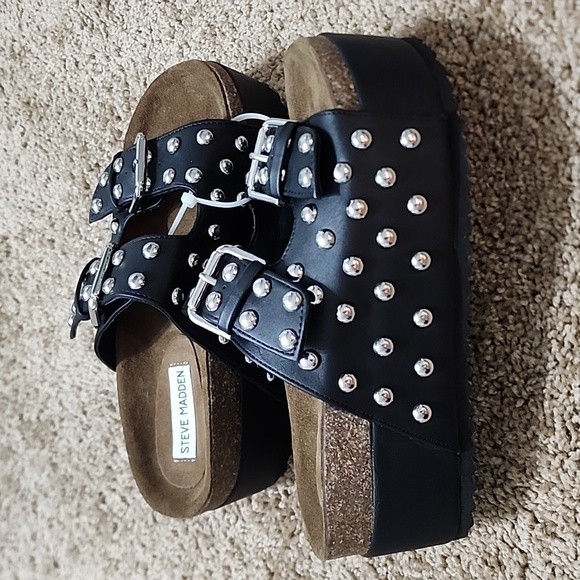 New! Steve Madden Women's Kali S Studded Footbed Chunky Platform Sandals - Picture 15 of 15